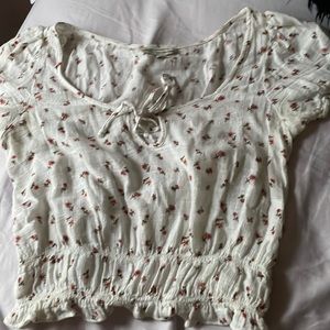 White floral print crop top